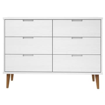 Drawer Cabinet MOLDE White - Solid Pine - 113x40x80 cm