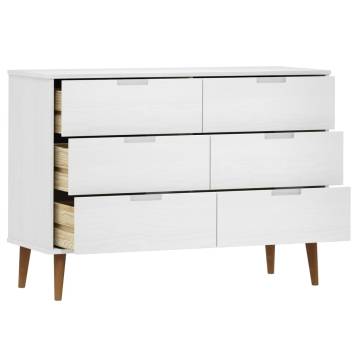 Drawer Cabinet MOLDE White - Solid Pine - 113x40x80 cm