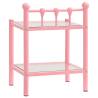 Stylish Pink & Transparent Metal & Glass Bedside Cabinets - 2 pcs