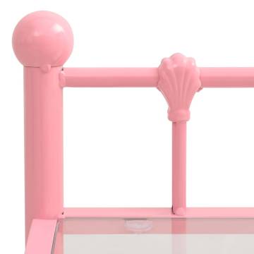 Stylish Pink & Transparent Metal & Glass Bedside Cabinets - 2 pcs