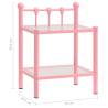 Stylish Pink & Transparent Metal & Glass Bedside Cabinets - 2 pcs