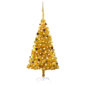 Artificial Pre-lit Gold Christmas Tree 150 cm | Hipomarket