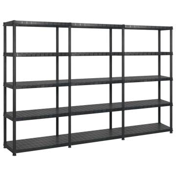 5-Tier Black Storage Shelf - Versatile Plastic Organizer