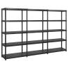 5-Tier Black Storage Shelf - Versatile Plastic Organizer