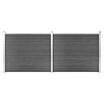 Fence Panel Set WPC 353x146 cm Black - Durable & Stylish Security