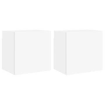 Stylish White TV Wall Cabinets - Set of 2 | Space-Saving Design