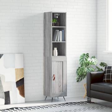 Stylish Highboard Grey Sonoma - 34.5x34x180 cm | HipoMarket