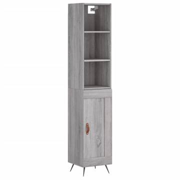 Stylish Highboard Grey Sonoma - 34.5x34x180 cm | HipoMarket