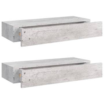 Elegant Wall Drawer Shelves - 2 pcs Concrete Grey | HipoMarket