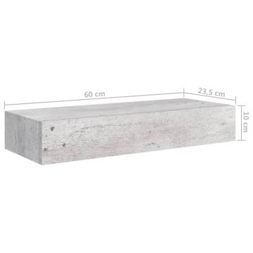 Elegant Wall Drawer Shelves - 2 pcs Concrete Grey | HipoMarket