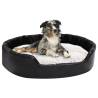 Dog Bed Black and Beige 90x79x20 cm Plush and Faux Leather Colour beige Size 90 x 79 x 20 cm 