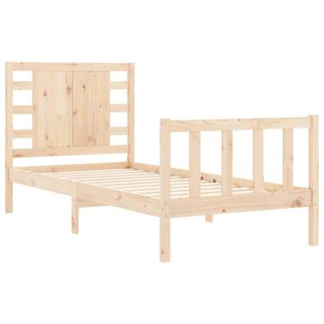 Solid Wood Bed Frame 90x200 cm with Headboard