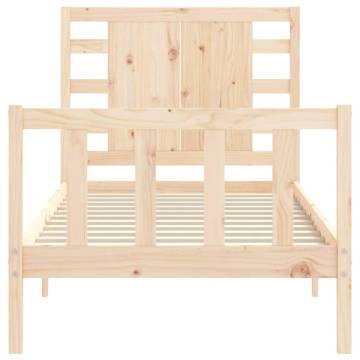 Solid Wood Bed Frame 90x200 cm with Headboard