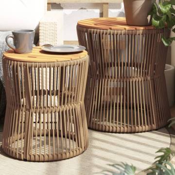 Elegant Garden Side Tables - 2 pcs Beige Poly Rattan