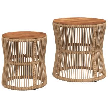 Elegant Garden Side Tables - 2 pcs Beige Poly Rattan