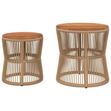 Elegant Garden Side Tables - 2 pcs Beige Poly Rattan