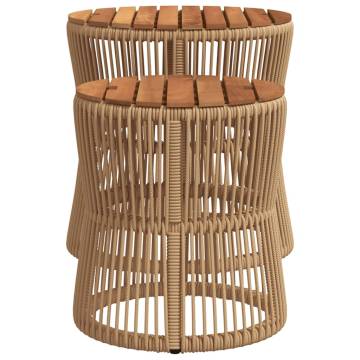 Elegant Garden Side Tables - 2 pcs Beige Poly Rattan