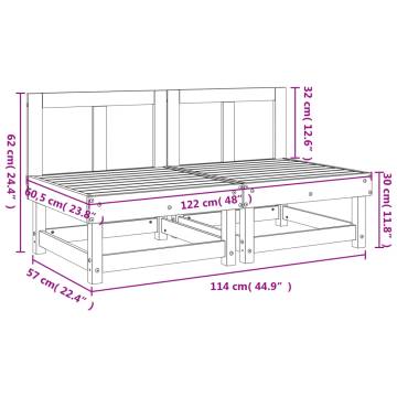 Garden Middle Sofas - 2 pcs White Solid Wood Pine | HipoMarket