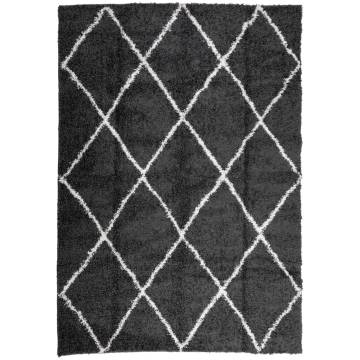 Shaggy Rug High Pile Black and Cream 160x230 cm | HipoMarket