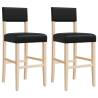 Bar Chairs 2 Pcs - Solid Wood & Faux Leather | Hipo Market