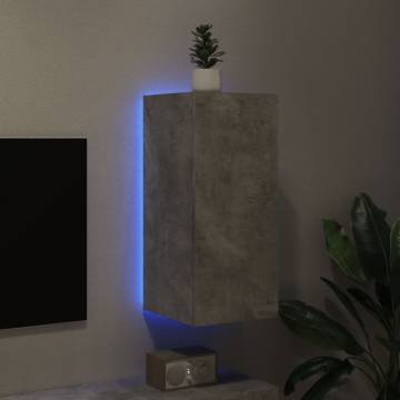 TV Wall Cabinet with LED Lights - Concrete Grey | HipoMarket