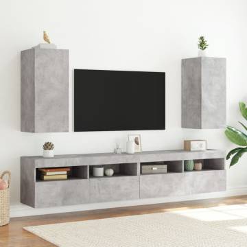 TV Wall Cabinet with LED Lights - Concrete Grey | HipoMarket