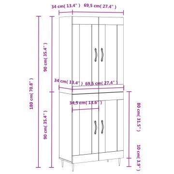 Stylish Highboard White 69.5x34x180 cm | Hipomarket UK