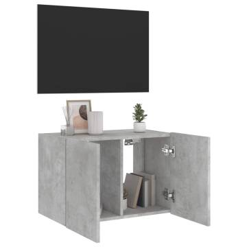 TV Wall Cabinet with LED Lights - Concrete Grey 60x35x41 cm