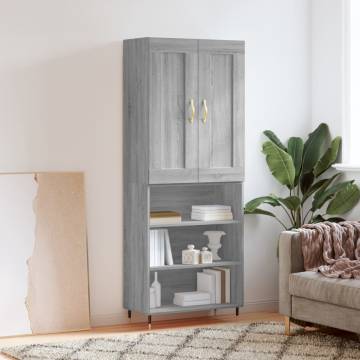 Highboard Grey Sonoma - Stylish Storage Solution (69.5x34x180 cm)