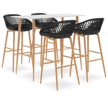 5 Piece Bar Set White and Black - Modern Design | Hipo Market