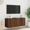 TV Wall Cabinet with LED Lights - Brown Oak 100x35x41 cm