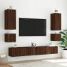 TV Wall Cabinet with LED Lights - Brown Oak 100x35x41 cm