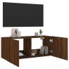 TV Wall Cabinet with LED Lights - Brown Oak 100x35x41 cm