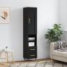 Highboard Black 34.5x34x180 cm Engineered Wood Colour black Quantity in Package 1 Model 2 drawers 2 shelves 