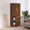 Highboard Brown Oak 69.5x34x180 cm Engineered Wood Colour brown oak Quantity in Package 1 Model 1 glass door 3 drawers 