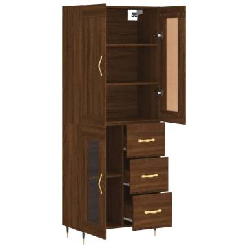 Elegant Highboard in Brown Oak - 69.5x34x180 cm Design