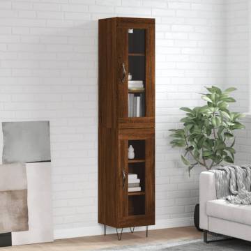 Elegant Highboard Brown Oak - 34.5x34x180 cm | HipoMarket