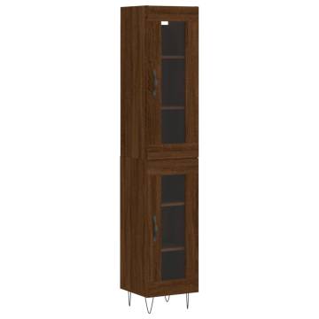 Elegant Highboard Brown Oak - 34.5x34x180 cm | HipoMarket