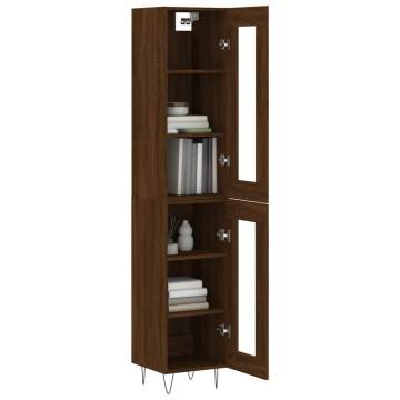 Elegant Highboard Brown Oak - 34.5x34x180 cm | HipoMarket