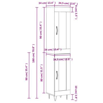 Elegant Highboard Brown Oak - 34.5x34x180 cm | HipoMarket