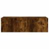 Stylish TV Wall Cabinet with LED Lights - Smoked Oak 100x35x31 cm