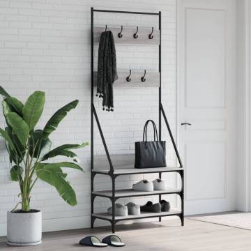 Stylish Clothes Rack with Shoe Storage - Grey Sonoma