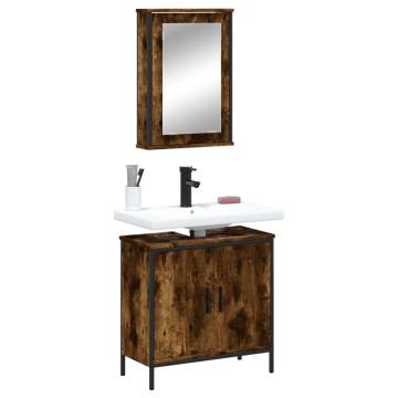 2 Piece Bathroom Furniture Set - Smoked Oak Engineered Wood