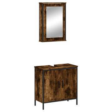 2 Piece Bathroom Furniture Set - Smoked Oak Engineered Wood