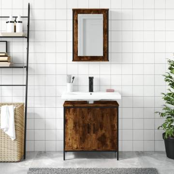 2 Piece Bathroom Furniture Set - Smoked Oak Engineered Wood