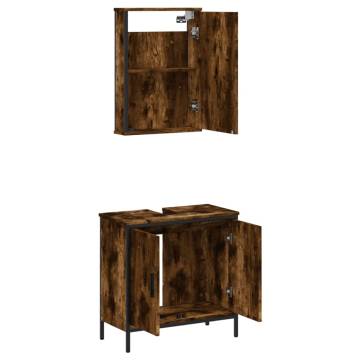 2 Piece Bathroom Furniture Set - Smoked Oak Engineered Wood