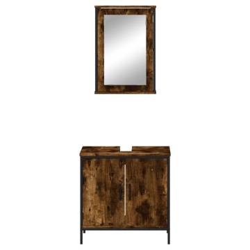 2 Piece Bathroom Furniture Set - Smoked Oak Engineered Wood