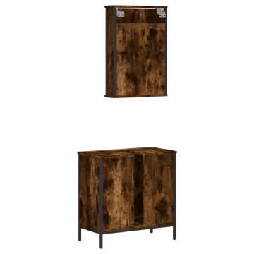 2 Piece Bathroom Furniture Set - Smoked Oak Engineered Wood