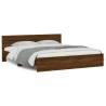 Super King Size Bed Frame with LED Headboard - Brown Oak 180x200 cm