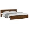 Super King Size Bed Frame with LED Headboard - Brown Oak 180x200 cm